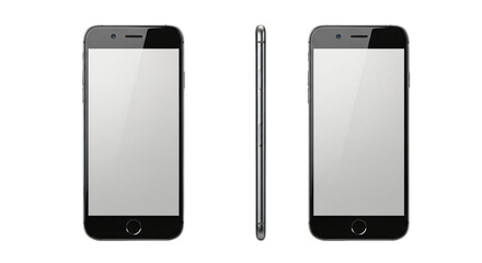 Sleek Black Smartphone Mockup: Front Side and Back Views.