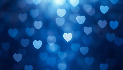 Blue heart-shaped bokeh lights representing love and serenity 