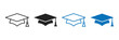 © Khuki - Graduation cap icon. Graduation hat icon silhouette. Academic cap icon. Academic cap linear and full pictogram