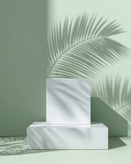 Wall Mural - Abstract Geometric Display with White Podium and Shadow Play
