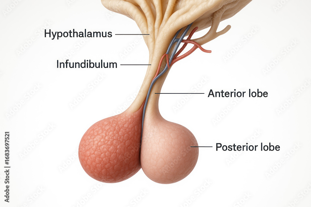 Ilustração Pituitary Gland Anatomy, Illustration of Human Endocrine ...