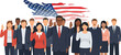 © Sikandar - Diverse group pledges allegiance with American flag background