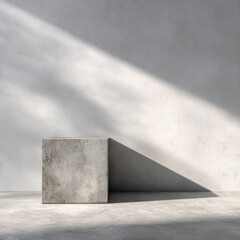 Wall Mural - Minimalist Grey Concrete Podium in Brightly Lit Interior Space