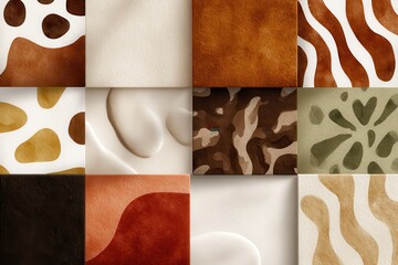 Wall Mural - Abstract Organic Blob Shapes Collection in Earthy Tones