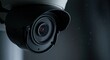 © Stock Palace - a close up shot of a dark security camera with a red light inside the lens.