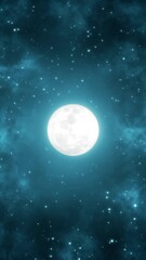 Wall Mural - full moon and starry night with clouds halloween animation,glowing and shiny stars and big moon,nature space and galaxy,dark night sky vertical social media motion background