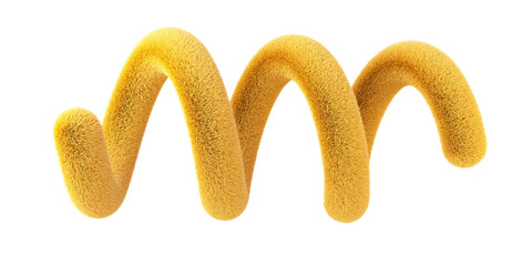 Wall Mural - yellow abstract fluffy spiral. 3d design element isolated on white background.