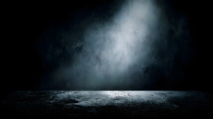 Wall Mural - dark grunge concrete wall and floor with a dramatic spotlight creating an atmospheric and mysterious