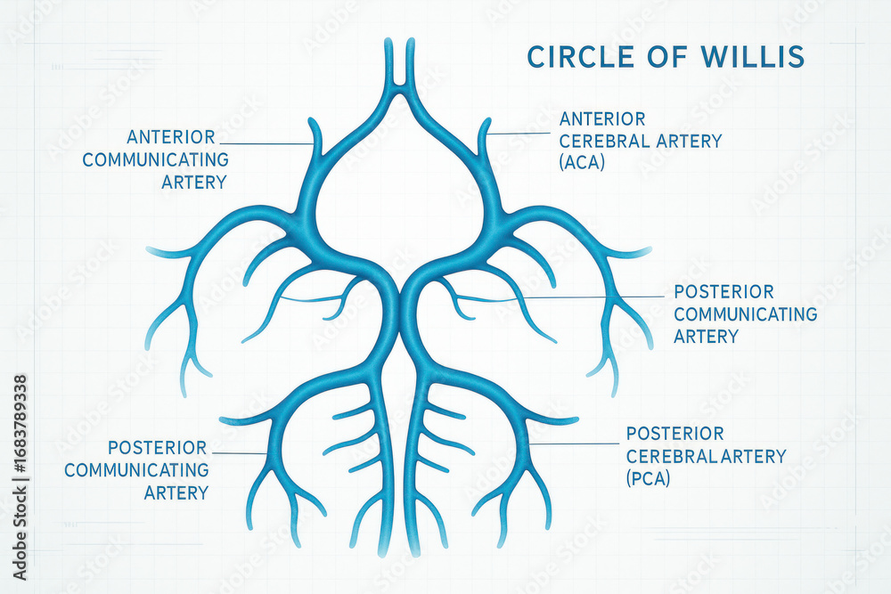 Circle of Willis Anatomical Illustration, Brain Arteries Network ...