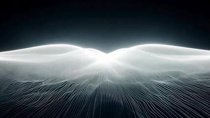 Dynamic white light pattern against black background creates modern abstract effect