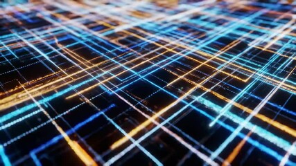 Abstract Digital Network: Glowing Lines and Nodes