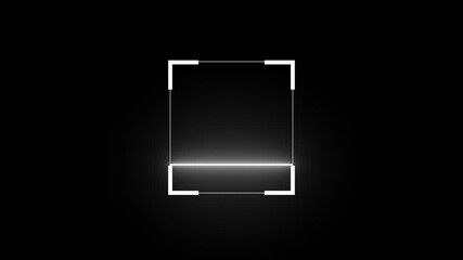 Glowing laser scanning icon with minimal line animation. Scanning icon animation with minimal lines and glowing square effects on dark modern digital background. 4k animation