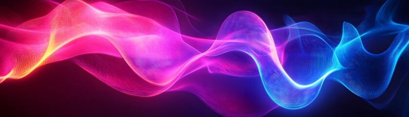 Wall Mural - vibrant, flowing abstract forms in a dynamic display of luminous pinks, purples, and blues against a