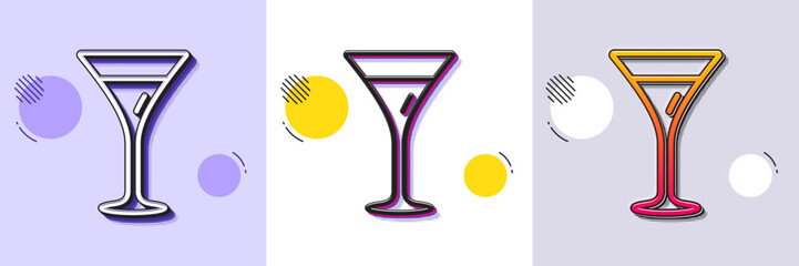 Wall Mural - martini glass line icon. halftone dotted pattern. gradient icon with grain shadow. wine glass sign. 