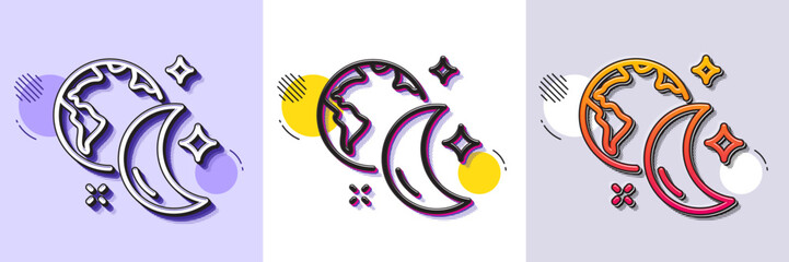Wall Mural - sleep line icon. halftone dotted pattern. gradient icon with grain shadow. night internet sign. plan