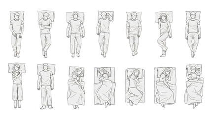 Wall Mural - CAD People Sleeping Top View | Men and Women Vector Symbols for Architecture and Landscape Design