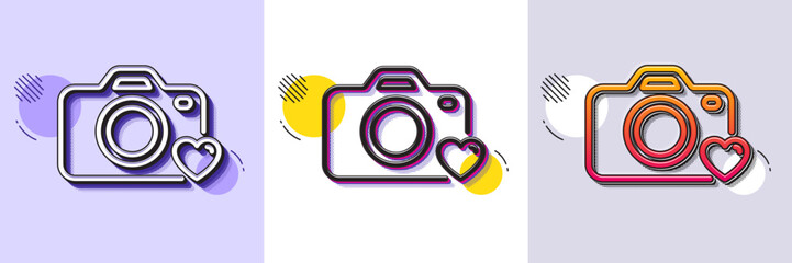Wall Mural - photo camera line icon. halftone dotted pattern. gradient icon with grain shadow. love photography s