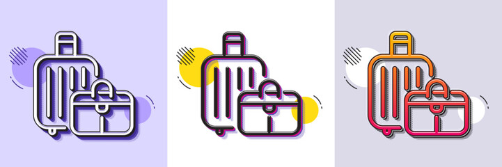 Wall Mural - baggage line icon. halftone dotted pattern. gradient icon with grain shadow. travel luggage sign. jo