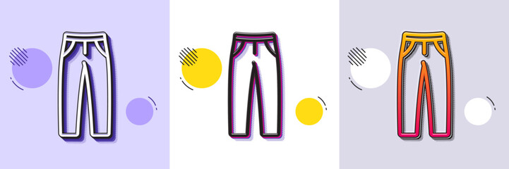 Wall Mural - pants line icon. halftone dotted pattern. gradient icon with grain shadow. trousers wear sign. fabri