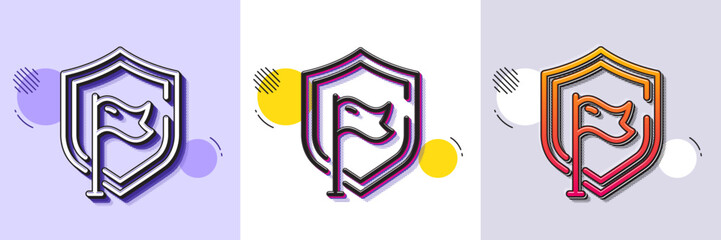 Wall Mural - shield line icon. halftone dotted pattern. gradient icon with grain shadow. privacy secure sign. saf