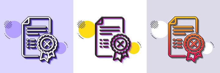 Wall Mural - reject certificate line icon. halftone dotted pattern. gradient icon with grain shadow. decline docu