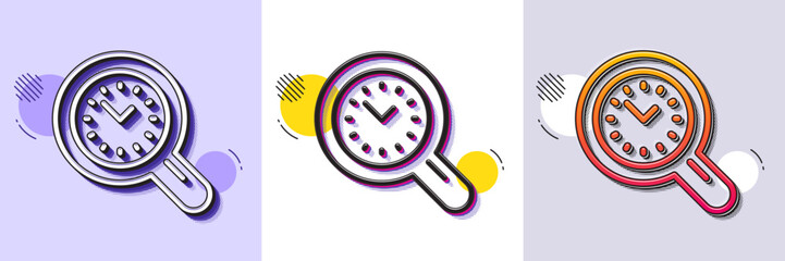 Wall Mural - time management line icon. halftone dotted pattern. gradient icon with grain shadow. clock sign. wor