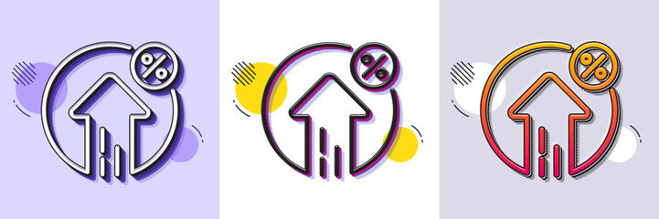 Wall Mural - loan percent growth line icon. halftone dotted pattern. gradient icon with grain shadow. discount si