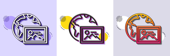 Wall Mural - web photo line icon. halftone dotted pattern. gradient icon with grain shadow. image thumbnail sign.