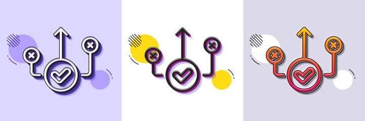Wall Mural - correct way line icon. halftone dotted pattern. gradient icon with grain shadow. approved path sign.