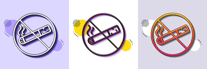 Wall Mural - no smoking line icon. halftone dotted pattern. gradient icon with grain shadow. stop smoke sign. pro