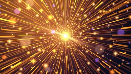Wall Mural - Abstract background of shimmering golden light rays, radiating outwards from a central point, creating a celestial or divine atmosphere, yellow, glow