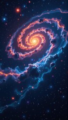 Wall Mural - Stunning nebula swirls across a deep, dark cosmic expanse, vibrant colors illuminating distant galaxies, starscape, universe