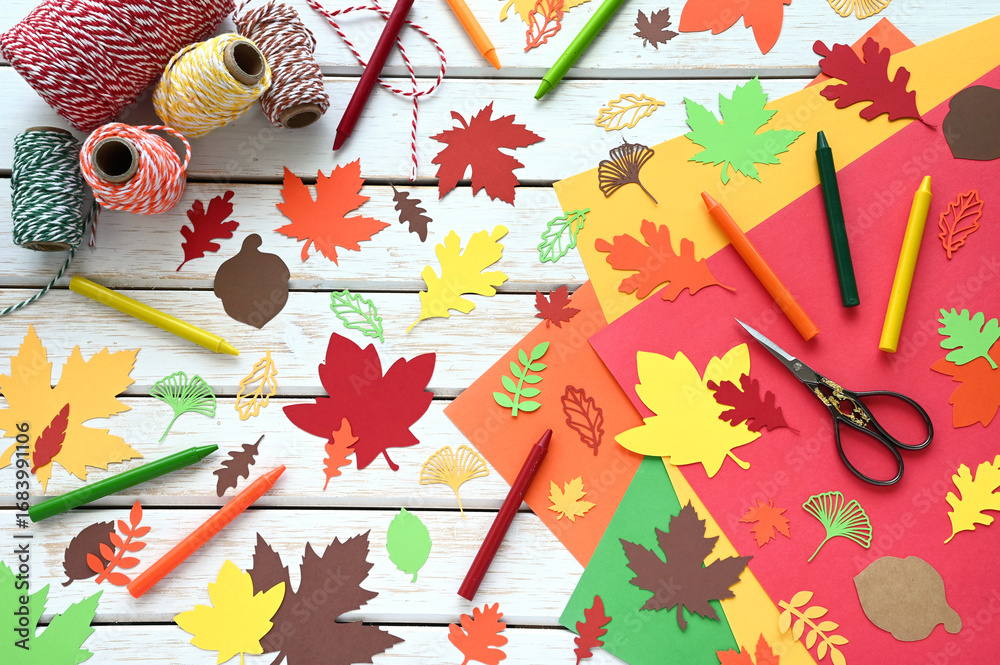 Autumn Fall Leaves Craft Background Stock Photo | Adobe Stock
