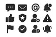 © Valentyna - Forum Notification Icons. Solid style icons of forum notifications: new reply, private message, mention alert, thread subscription