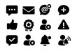 © Valentyna - Forum Notification Icons. Solid style icons of forum notifications: new reply, private message, mention alert, thread subscription