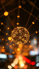 Wall Mural - Glowing Sphere Network Visualization vertical