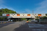 Tokyo, Japan - June 12, 2024: Monorail running in the suburbs of Tokyo, Japan
