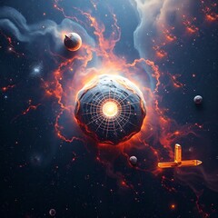 Wall Mural - Cosmic Collision in Deep Space