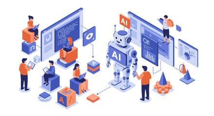 Team collaborates on AI development, integrating robotic automation into software design.