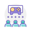 © Vector_Design - Vector art of a group of people watching a video game competition on a screen with a controller