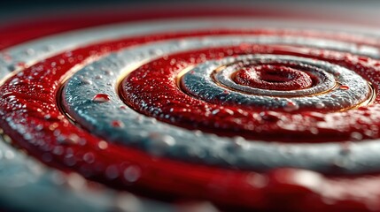 Close up of a red and silver spiral object with textured surface.