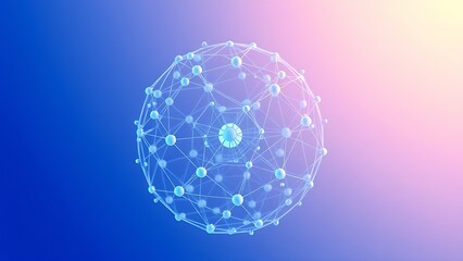 Futuristic blue and white spherical structure with interconnected nodes, symbolizing networks.