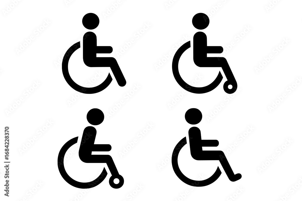 Set of wheelchair icons. International symbol of access. Disabled ...