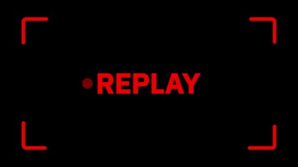Replay sign icon animation video for live stream on black background. Replay Text Animation Black Color On Transparent Background. 4K Video