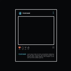 Wall Mural - Social media post mockup. post template photos frame, feed web post mock up. mobile app interface template on social network.