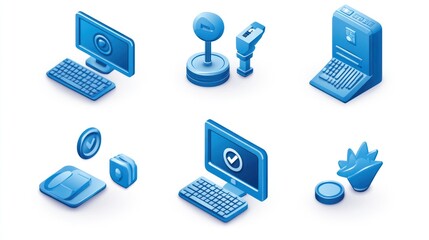 Collection of 3D isometric computer icons