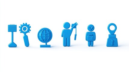 Abstract 3D icons on white background, diverse, useful for presentation or infographic