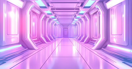 Wall Mural - futuristic pink neon corridor
