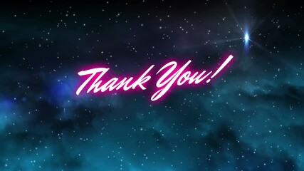 Wall Mural - Animation of thank you and stars on night sky
