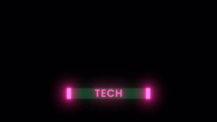 Wall Mural - Tech text animation with technology black background, futuristic hud animation digital